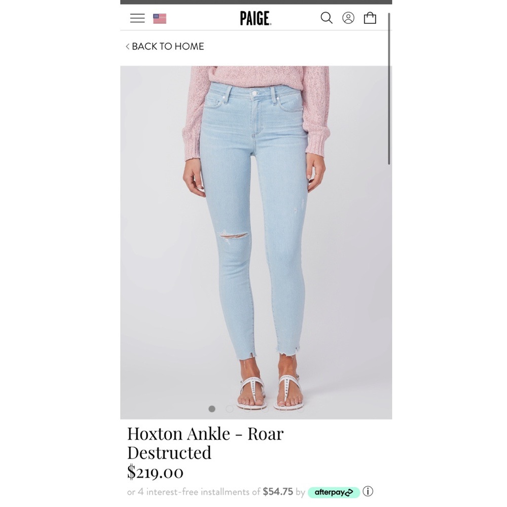 PAIGE Light Wash Distressed Jeans